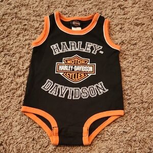 Harley-Davidson Black and Orange Infant Bodysuit - Size 6-9M